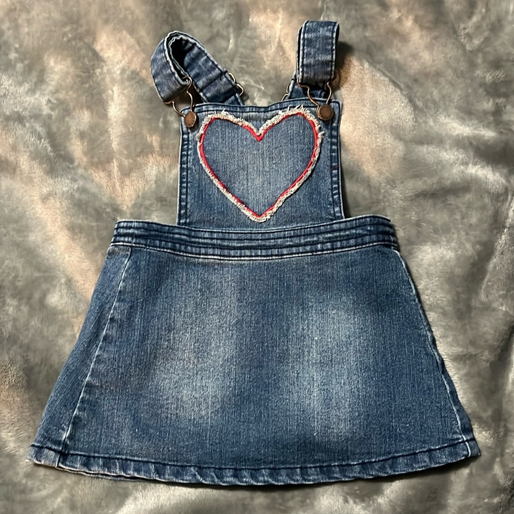 Genuine Kids OshKosh Girls 18M Denim Overall Skirt Heart